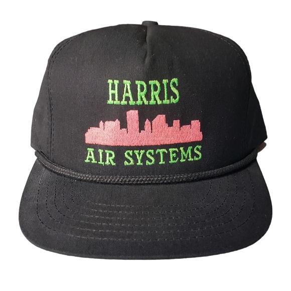 Vintage Baseball Hat Neon Embroidery Harris Air Systems Retro Snapback Throwback - Picture 1 of 6
